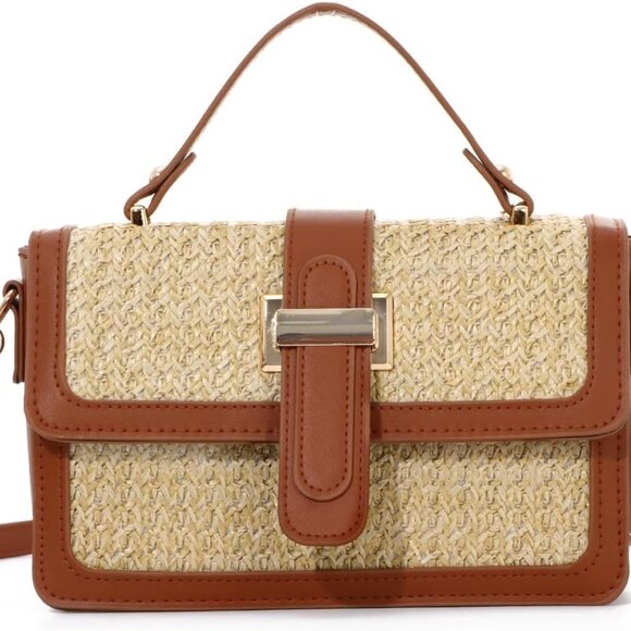 Straw Crossbody Bag Women Raffia Woven Summer Beach Handbag Shoulder Clutch - Picture 1 of 7